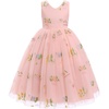 image:imageIDOPIP Embroidery Flower Girl Lace Dress for Kids Wedding Pageant Party First Communion Dresses Princess Bridesmaid Maxi GownPink Floral