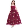 image:imageIDOPIP Flower Girl Dress for Wedding Formal Pageant Dresses for Girls Junior Bridesmaid First Communion Birthday Tulle GownWine Red