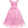 image:imageIDOPIP Flower Girl Sequin Bow VBackless Dress for Kids Wedding Formal Party Long Gown Princess Pageant Communion Tulle DressPink