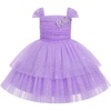 image:imageIDOPIP Toddler Baby Girls Birthday Dresses Shiny Floral Tulle Tutu Princess Pageant Dress Cake Smash Photo Shoot Outfit 16TPurple