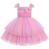 image:imageIDOPIP Toddler Baby Girls Birthday Dresses Shiny Floral Tulle Tutu Princess Pageant Dress Cake Smash Photo Shoot Outfit 16TRainbow Pink