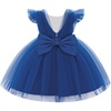 image:imageIDOPIP Toddler Flower Girl Dress Ruffle Tulle VBack Birthday Pageant Gown  Girls Bowknot VBackless Wedding Dress Baby 1st 2nd 3rd Birthday Dresses Tulle Tutu Party Princess Communion Formal Ball GownRoyal Blue