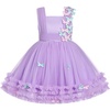 image:imageIDOPIP Toddler Girls Butterfly Birthday Dress Ruffle Tulle Flower Girl Wedding Pageant Formal Party Dress for Photo Shoot 16Purple