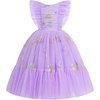 image:imageIDOPIP Toddler Girls Tulle Birthday Dress Floral Embroidered Princess Pageant Summer Smocked Dresses for Party Wedding 16TPurple Floral