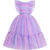image:imageIDOPIP Toddler Girls Tulle Birthday Dress Floral Embroidered Princess Pageant Summer Smocked Dresses for Party Wedding 16TRainbow Purple