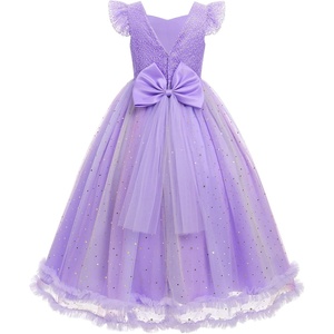 image:imageIDOPIP Flower Girl Sequin Bow VBackless Dress for Kids Wedding Formal Party Long Gown Princess Pageant Communion Tulle DressPurple Rainbow
