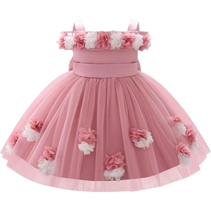 image:imageIDOPIP Infant Baby Flower Girl Dress Cold Shoulder Toddler Birthday Dresses Pageant Wedding Party Baptism Tulle Tutu GownDusty Pink