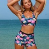 image:imageIDOPIP 3 Piece Rash Guard for Women Long Sleeve Swimsuit Bathing Suit UPF 50 UV Sun Protection Swim Shirt with Shorts SetPink