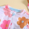 image:imageIDOPIP Baby Girl One Piece Beach Swimsuit Long Sleeve Zipper Ruffle Bathing Suit Swimwear Rashguard Floral Pool Swim SuitHatFlower