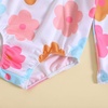 image:imageIDOPIP Baby Girl One Piece Beach Swimsuit Long Sleeve Zipper Ruffle Bathing Suit Swimwear Rashguard Floral Pool Swim SuitHatFlower