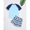 image:imageIDOPIP Boys Rash Guard Swimsuit Set UPF 50 Swim Shirt and Trunks for Beach  2PCS UPF 50 Sun Protection Swim Set with Quick Dry Rash Guard Shirt and Matching Swim Trunks For Beach Pool And VacationBlue