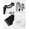 image:imageIDOPIP Boys Rash Guard Swimsuit Set UPF 50 Swim Shirt and Trunks for Beach  2PCS UPF 50 Sun Protection Swim Set with Quick Dry Rash Guard Shirt and Matching Swim Trunks For Beach Pool And VacationBlack