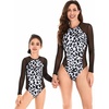 image:imageIDOPIP Family Matching Swimsuits Mommy and Me One Piece Swimsuit Tummy Control Bathing Suits Swimwear Swim Trunks Bikini SetsBlack Leopard 1pc