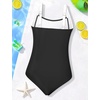 image:imageIDOPIP Girls One Piece Swimsuit for Kids 716 Years Teen Girl Bathing Suit Ruched Color Block Swimwear Tummy Control SwimsuitBlack