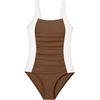 image:imageIDOPIP Girls One Piece Swimsuit for Kids 716 Years Teen Girl Bathing Suit Ruched Color Block Swimwear Tummy Control SwimsuitCoffee