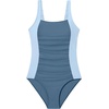 image:imageIDOPIP Girls One Piece Swimsuit for Kids 716 Years Teen Girl Bathing Suit Ruched Color Block Swimwear Tummy Control SwimsuitDusty Blue