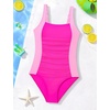 image:imageIDOPIP Girls One Piece Swimsuit for Kids 716 Years Teen Girl Bathing Suit Ruched Color Block Swimwear Tummy Control SwimsuitHot Pink