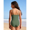 image:imageIDOPIP Girls One Piece Swimsuit with Beach Cover up Skirt 2 Piece Bathing Suit Adjustable Straps Swimwear Sets for Kids 716YArmy Green