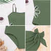 image:imageIDOPIP Girls One Piece Swimsuit with Beach Cover up Skirt 2 Piece Bathing Suit Adjustable Straps Swimwear Sets for Kids 716YArmy Green