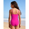 image:imageIDOPIP Girls One Piece Swimsuit with Beach Cover up Skirt 2 Piece Bathing Suit Adjustable Straps Swimwear Sets for Kids 716YHot Pink
