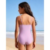 image:imageIDOPIP Girls One Piece Swimsuit with Beach Cover up Skirt 2 Piece Bathing Suit Adjustable Straps Swimwear Sets for Kids 716YPurple