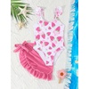 image:imageIDOPIP Girls One Piece Swimsuit with Beach Cover up Wrap Skirt Print Bikini Set 2 Piece Bathing Suit for Kids Swimwear 47TPink Floral
