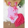 image:imageIDOPIP Girls One Piece Swimsuit with Beach Cover up Wrap Skirt Print Bikini Set 2 Piece Bathing Suit for Kids Swimwear 47TPink Floral