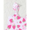 image:imageIDOPIP Girls One Piece Swimsuit with Beach Cover up Wrap Skirt Print Bikini Set 2 Piece Bathing Suit for Kids Swimwear 47TPink Strawberry