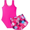 image:imageIDOPIP Girls One Piece Swimsuit with Shorts 2 Piece Bathing Suit Kids Tankini Swimwear Modest Swimsuits for Teen Girls 714YHot Pink
