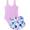 image:imageIDOPIP Girls One Piece Swimsuit with Shorts 2 Piece Bathing Suit Kids Tankini Swimwear Modest Swimsuits for Teen Girls 714YPurple