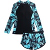 image:imageIDOPIP Girls Rash Guard Swimsuit 2 Piece Long Sleeve Bathing Suit for Kids UV Sun Protection Swimwear Set with Shorts 714YBlue