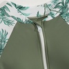 image:imageIDOPIP Girls Rash Guard Swimsuit 2 Piece Long Sleeve Bathing Suit for Kids UV Sun Protection Swimwear Set with Shorts 714YGreen Leaves