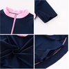 image:imageIDOPIP Girls Short Sleeve Swimsuit Summer One Piece Swim Dress with Boyshorts Beach Rash Guard Bathing Suit Swimming SuitNavy Blue