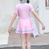 image:imageIDOPIP Girls Short Sleeve Swimsuit Summer One Piece Swim Dress with Boyshorts Beach Rash Guard Bathing Suit Swimming SuitPink