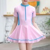 image:imageIDOPIP Girls Short Sleeve Swimsuit Summer One Piece Swim Dress with Boyshorts Beach Rash Guard Bathing Suit Swimming SuitPink