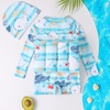 image:imageIDOPIP Kids Baby Boys Girls Float Suit Printed Floatation Swimsuit with Adjustable Buoyancy Floating Swimwear Toddler One Piece Bathing Suit Long Sleeve Swimming Beachwear with Cap Blue 45 Years