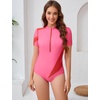 image:imageIDOPIP Muslim Burkini Swimsuit for Women Modest Islamic Swimwear with Beach Skirt  Cover up Sarong  Pants 4PCS Bathing SuitPink