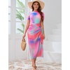 image:imageIDOPIP Muslim Burkini Swimsuit for Women Modest Islamic Swimwear with Beach Skirt  Cover up Sarong  Pants 4PCS Bathing SuitTiedye