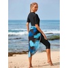 image:imageIDOPIP Muslim Burkini Swimsuit for Womens One Piece Swimsuit with Beach Skirt Cover up Sarong 2PCS Islamic Bathing Suit SetBlue