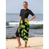 image:imageIDOPIP Muslim Burkini Swimsuit for Womens One Piece Swimsuit with Beach Skirt Cover up Sarong 2PCS Islamic Bathing Suit SetGreen