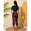 image:imageIDOPIP Muslim Burkini Swimsuit for Womens One Piece Swimsuit with Beach Skirt Cover up Sarong 2PCS Islamic Bathing Suit SetRed