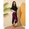 image:imageIDOPIP Muslim Burkini Swimsuit for Womens One Piece Swimsuit with Beach Skirt Cover up Sarong 2PCS Islamic Bathing Suit SetRed