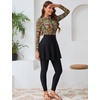 image:imageIDOPIP Muslim Burkini Swimsuits for Women Islamic Modest Swimwear Long Sleeve Full Cover Bathing Suit with Skirt Pants HijabBlack