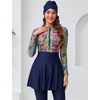 image:imageIDOPIP Muslim Burkini Swimsuits for Women Islamic Modest Swimwear Long Sleeve Full Cover Bathing Suit with Skirt Pants HijabNavy Blue
