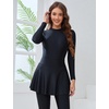 image:imageIDOPIP Muslim Burkini Swimsuits for Women Islamic Modest Swimwear Long Sleeve Rash Guard Beach Skirt Pants 3PCS Bathing SuitBlack