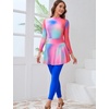image:imageIDOPIP Muslim Burkini Swimsuits for Women Islamic Modest Swimwear Long Sleeve Rash Guard Beach Skirt Pants 3PCS Bathing SuitGradient