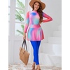 image:imageIDOPIP Muslim Burkini Swimsuits for Women Islamic Modest Swimwear Long Sleeve Rash Guard Beach Skirt Pants 3PCS Bathing SuitGradient