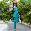 image:imageIDOPIP Muslim Burkini Swimsuits for Women Islamic Modest Swimwear Long Sleeve Swimdress Pants Hijab Full Cover Bathing SuitGreen