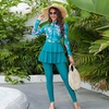 image:imageIDOPIP Muslim Burkini Swimsuits for Women Islamic Modest Swimwear Long Sleeve Swimdress Pants Hijab Full Cover Bathing SuitGreen