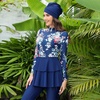 image:imageIDOPIP Muslim Burkini Swimsuits for Women Islamic Modest Swimwear Long Sleeve Swimdress Pants Hijab Full Cover Bathing SuitNavy Blue